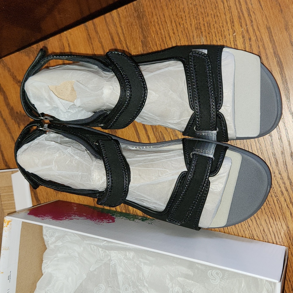 Clarks Cloudsteppers Brizo Sammie Hiking Sandals Black Noir 10 W